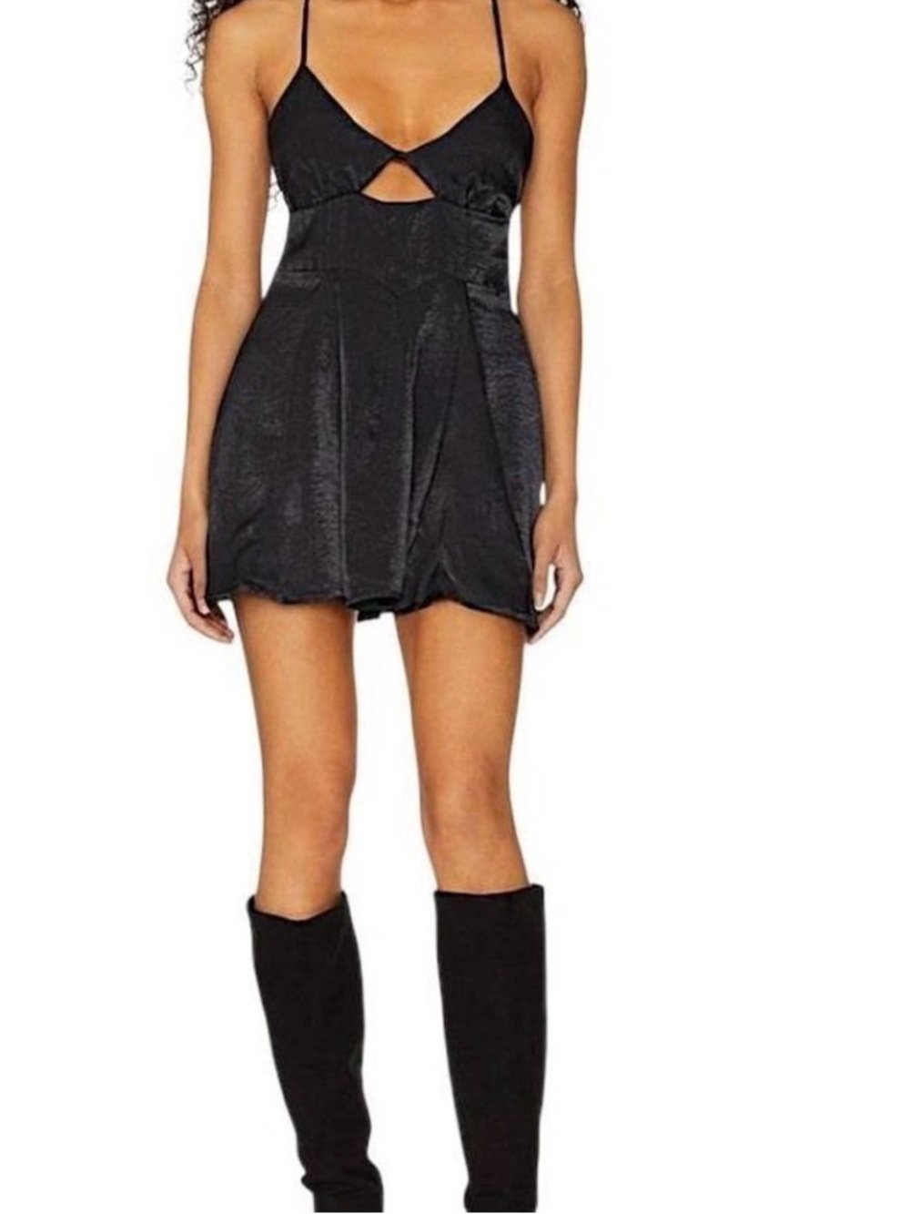 Free people intimately Black Spaghetti-Strap Cutout Mini Dress